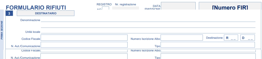 Compilazione dei dati del destinatario nuovo modello FIR