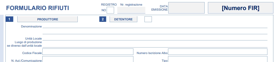 Compilazione dati del produttore e detentore del rifiuto nuovo modello Formulario rifiuti