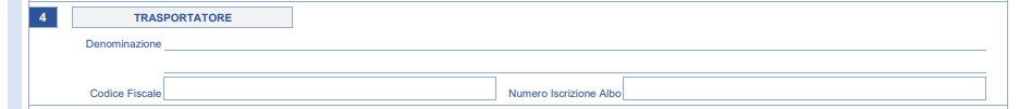 Compilazione dati del trasportatore nuovo modello FIR