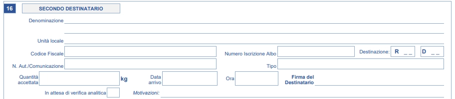 Compilare la sezione riservata al secondo destinatario nuovo modello FIR