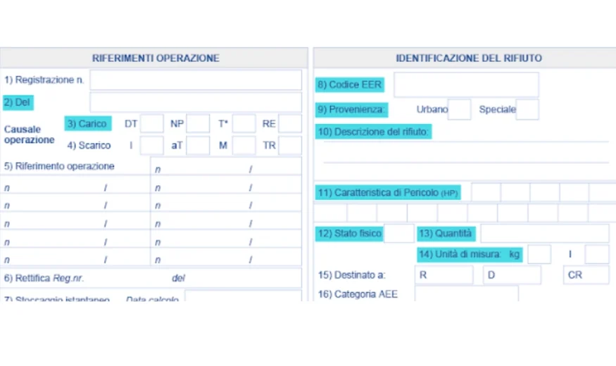 Vista Movimento di Carico Nuovo Modello Registro Carico Scarico Rifiuti